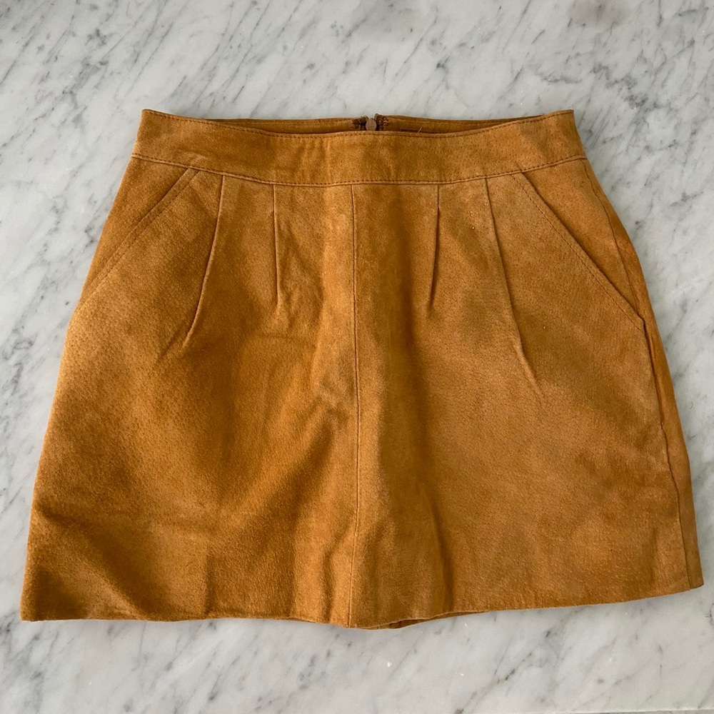 Suede Camel Colored Mini Skirt